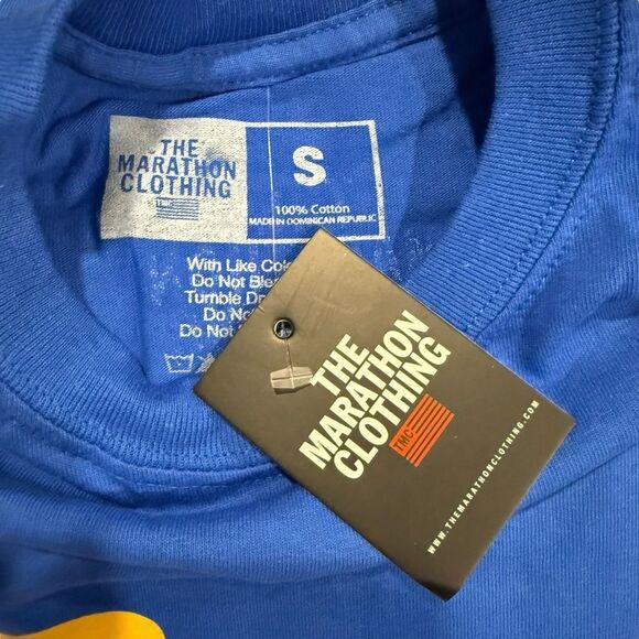 NWT The Marathon Clothing Blue Tee with Yellow Crenshaw Script Size Small - Picture 7 of 7